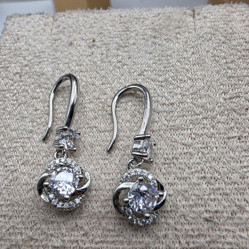 Elegant Silver Earrings with Crystal Accents
